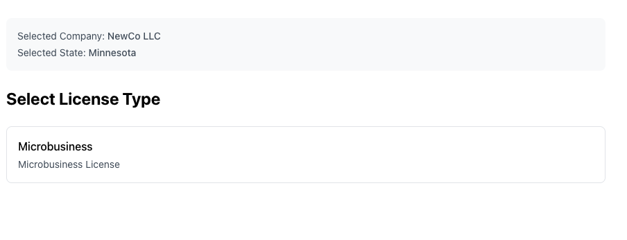 Choose License Type